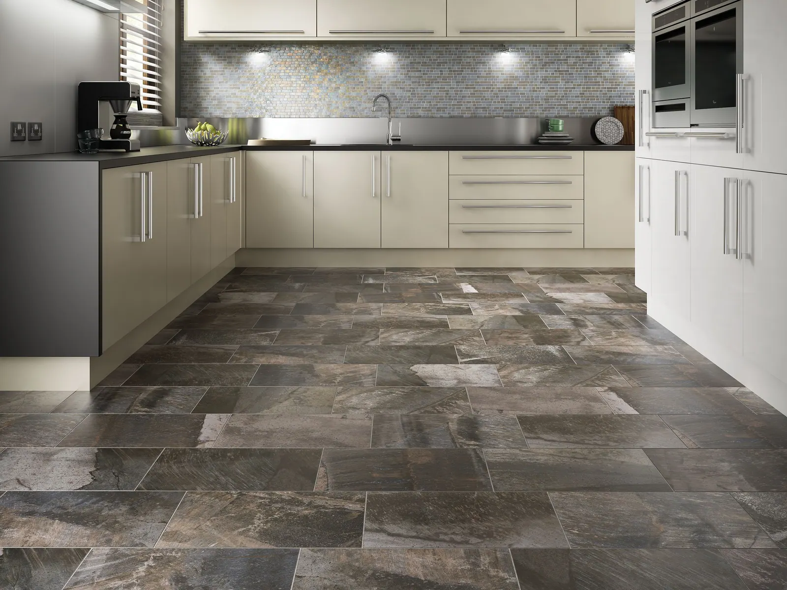 Stone look tile floor in a Tulsa metro kitchen